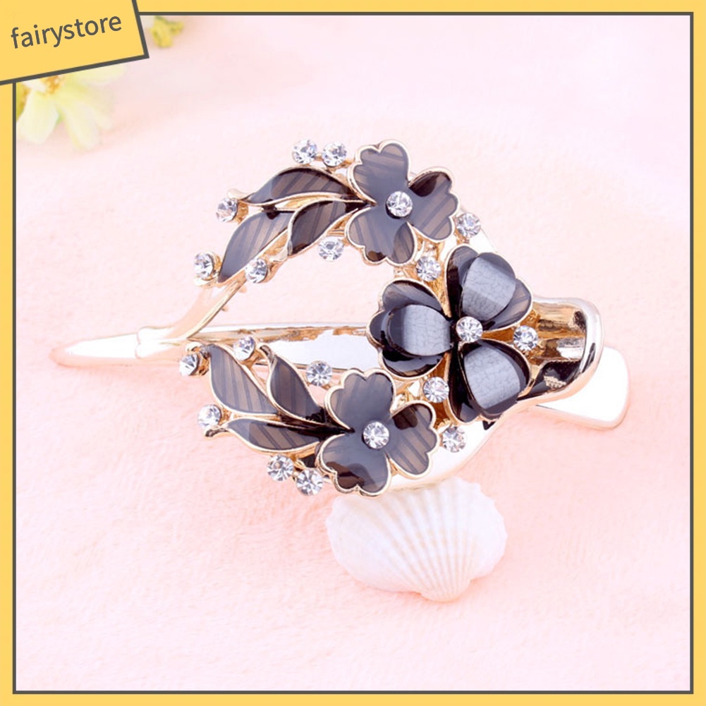 Kẹp Tóc Hoa Tráng Men Đính Đá Thời Trang Cho Nữ