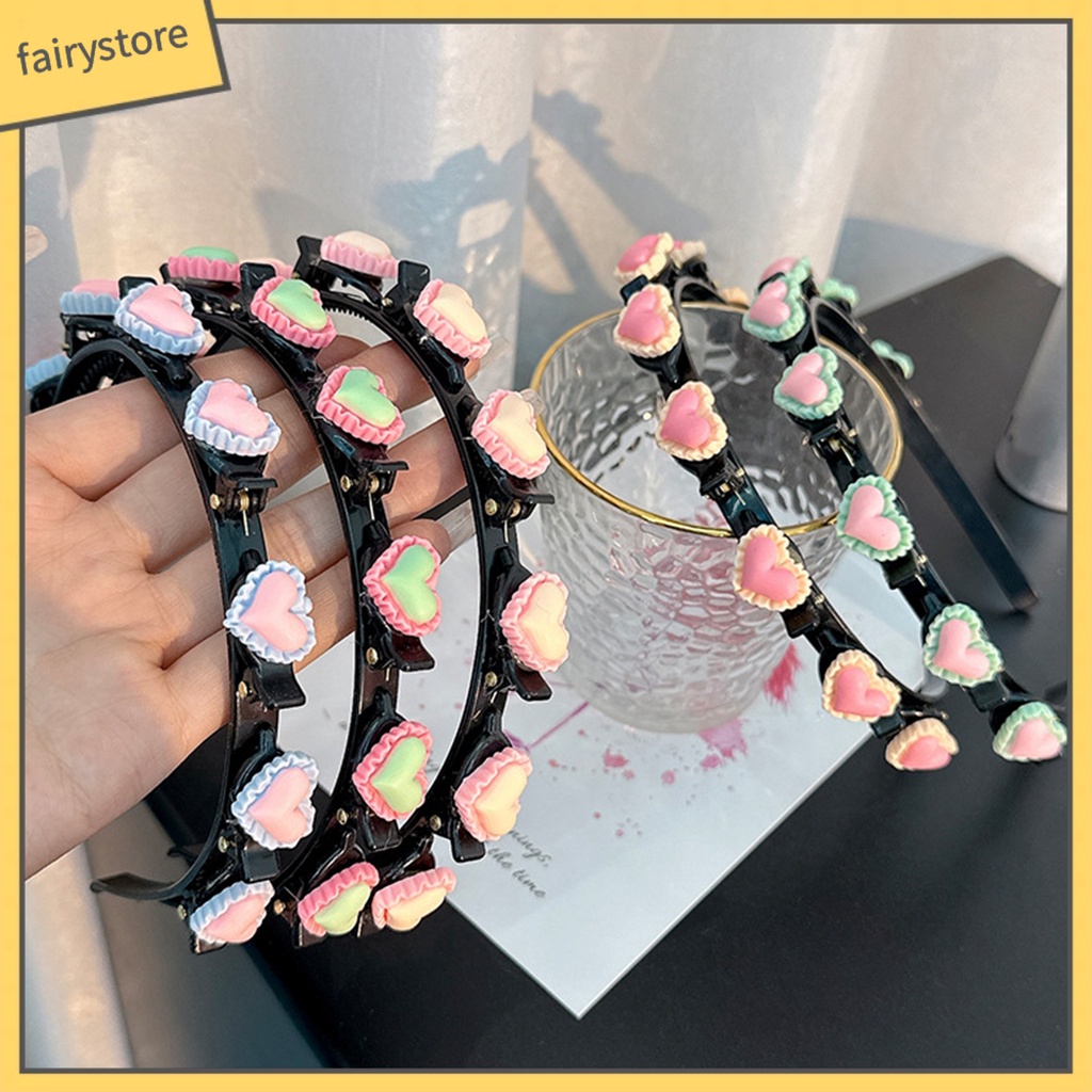 Băng đô cài tóc rửa mặt Co Giãn Chống Trượt Màu Sắc Tương Phản Trang Trí Trái Tim Cho Nữ