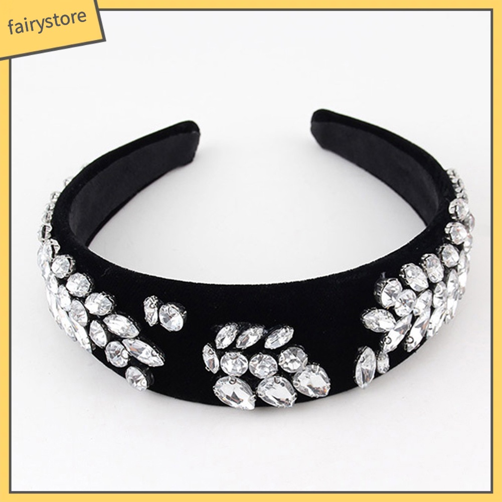 Băng Đô Cài Tóc Bản Rộng Đính Đá &amp; Ngọc Trai Nhân Tạo Cho Nữ