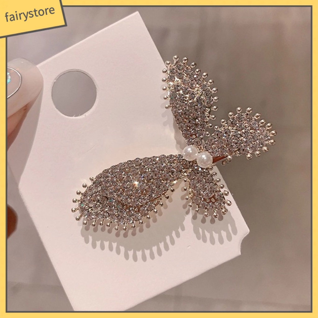 Kẹp Tóc Hình Nơ Đính Ngọc Trai Giả Lấp Lánh