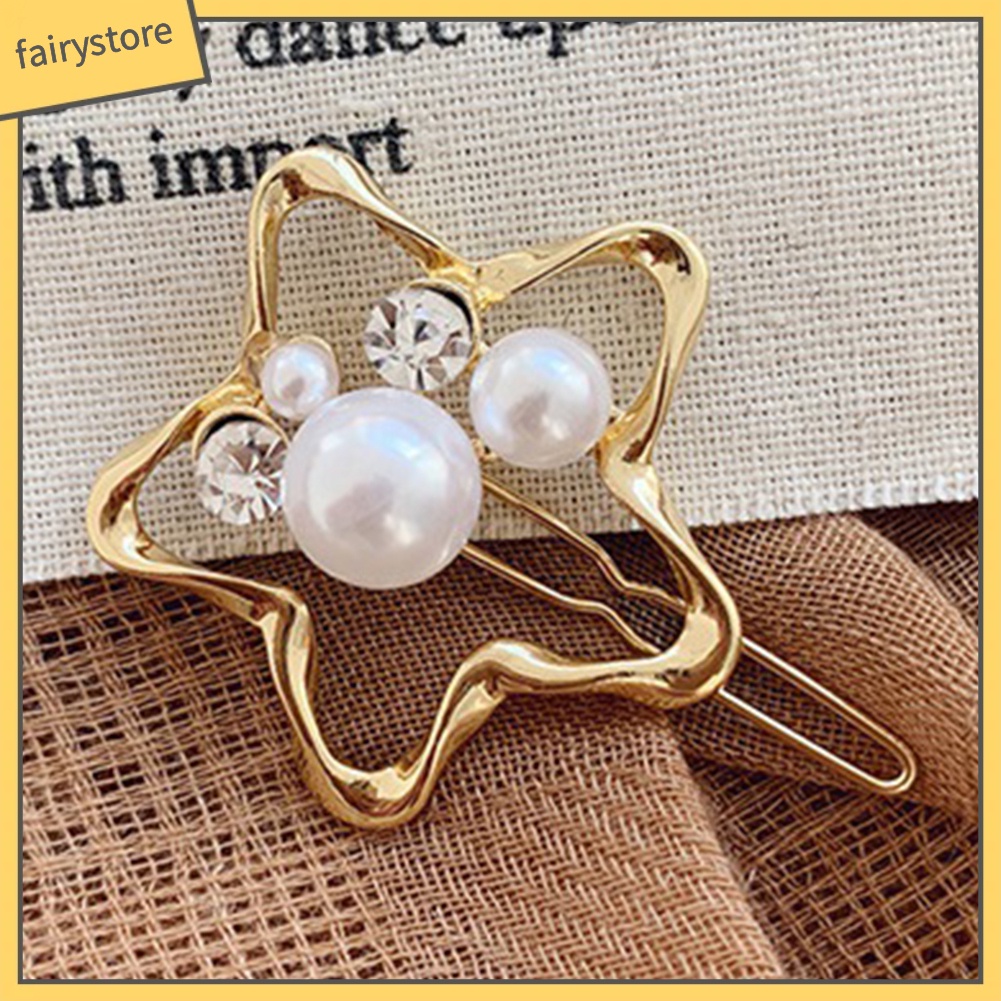 Kẹp Tóc Đính Ngọc Trai Giả Họa Tiết Hình Học Thời Trang Cho Nữ