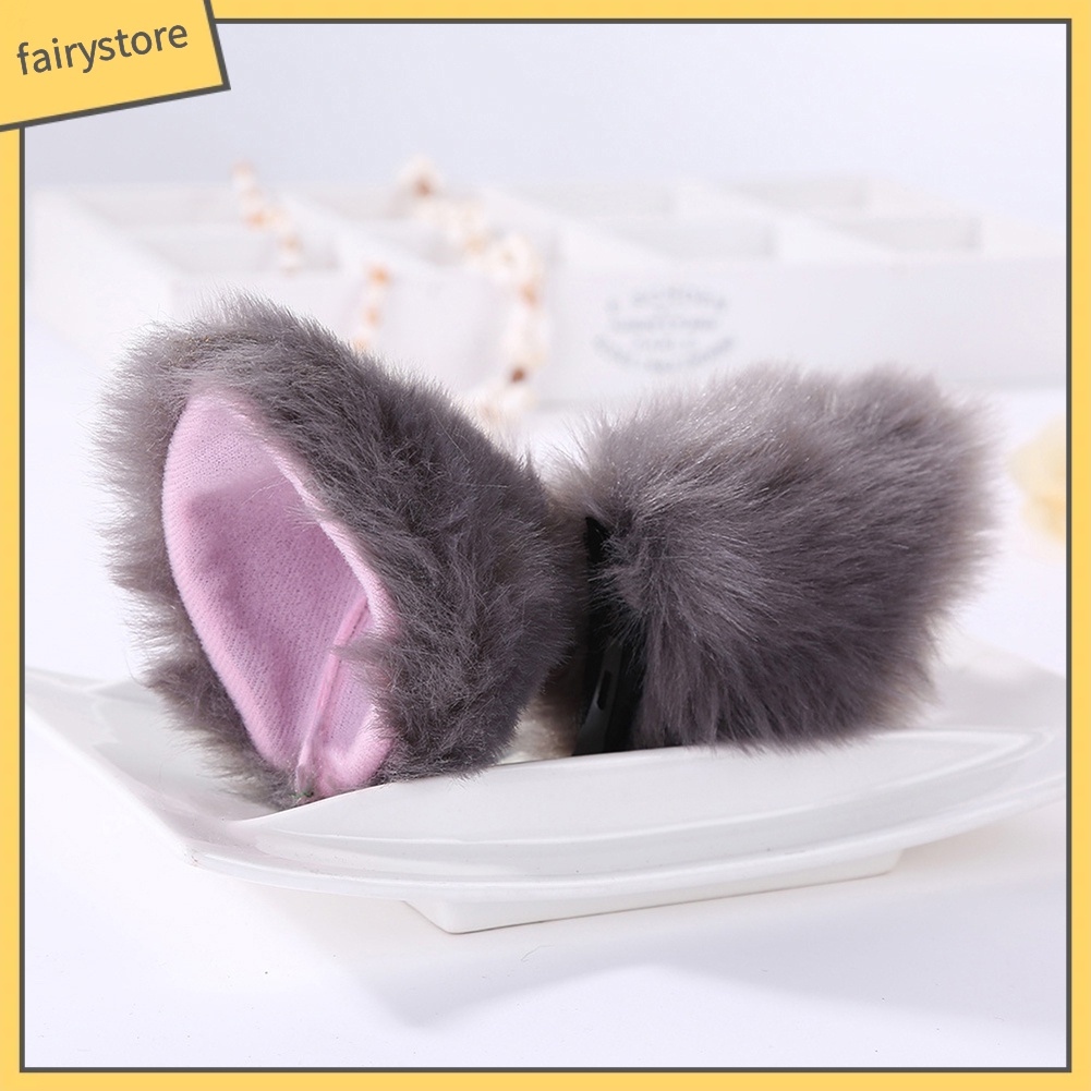 1 Cặp Kẹp Tóc Tai Mèo Đính Lông Hóa Trang Chụp Ảnh Cho Bé