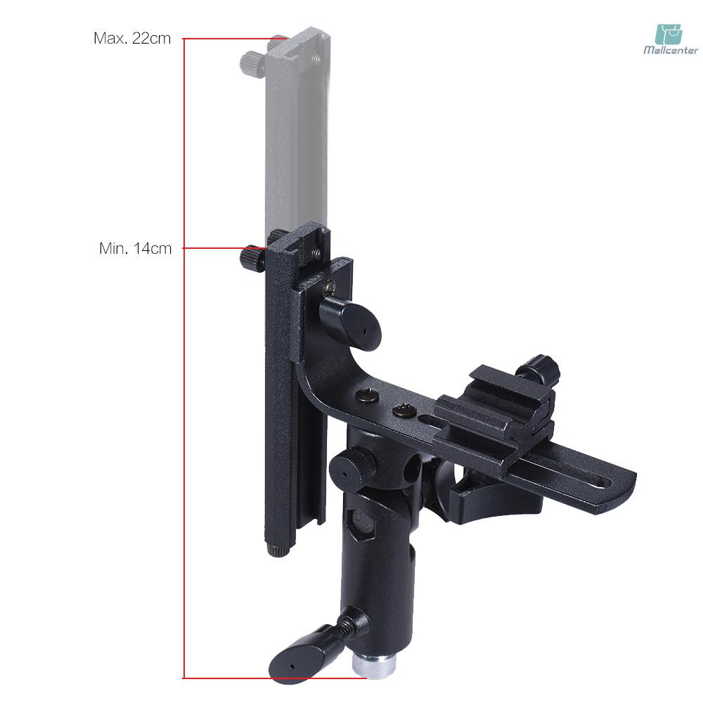 L-Bracket Speedlight Speedlite Flash  Mount with Bowens Mount Adapter Cold Shoe for Softbox Reflector Beauty Dish Honeycomb Umbrella Snoot