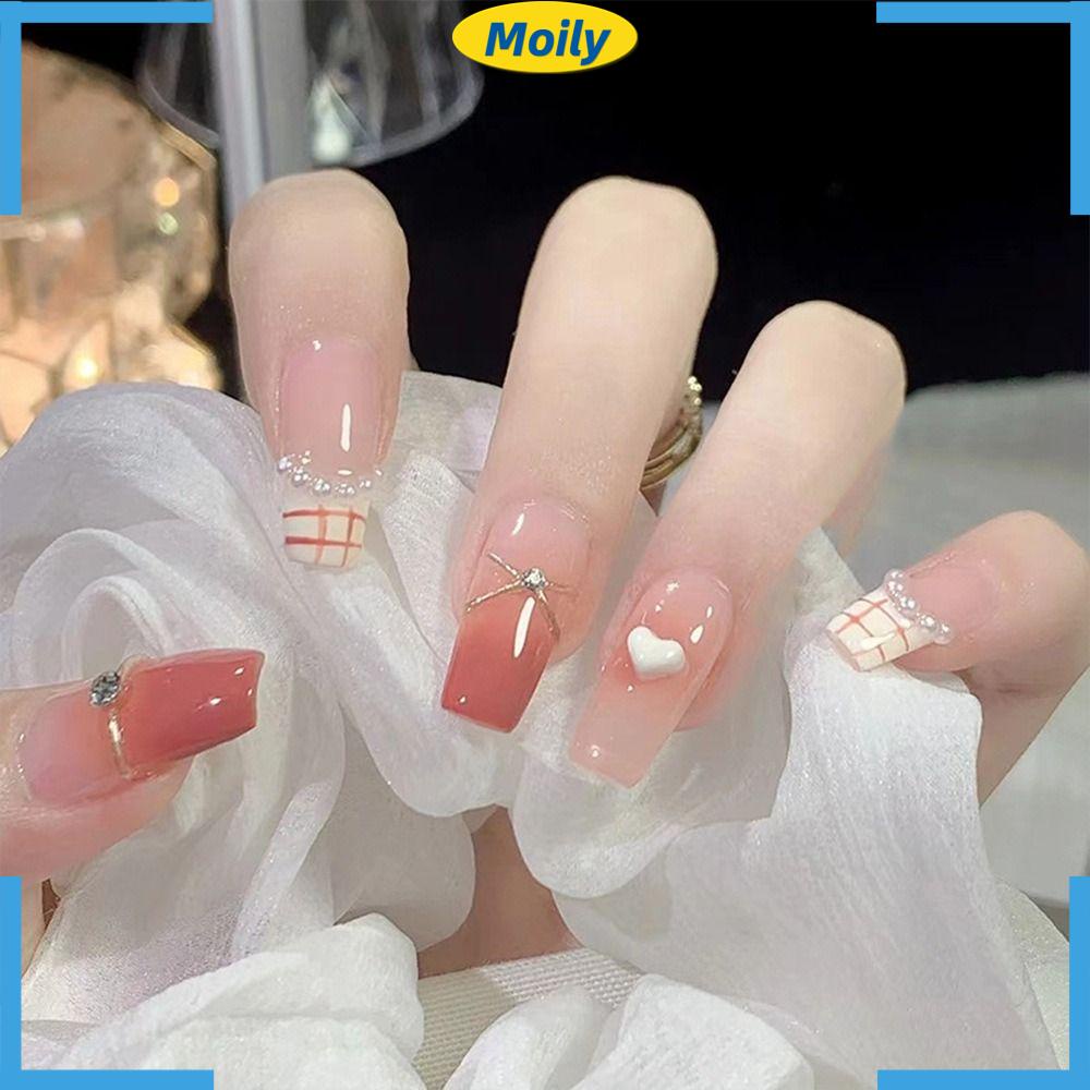 MOILYVN Móng Tay Giả Che Phủ Toàn Diện Phong Cách Pháp