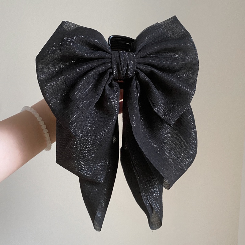 Kẹp Tóc Nơ Nhiều Lớp Màu Đen Phong Cách Pháp Thời Trang Mùa Hè Cho Nữ