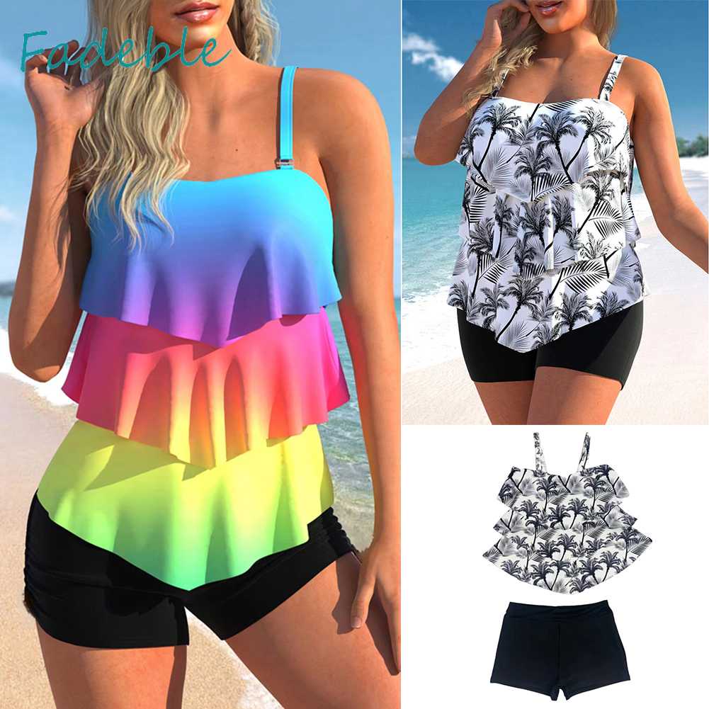 Bộ Đồ Bơi Hai Mảnh In Họa Tiết Kỹ Thuật Số Màu Gradient Thời Trang Cho Nữ