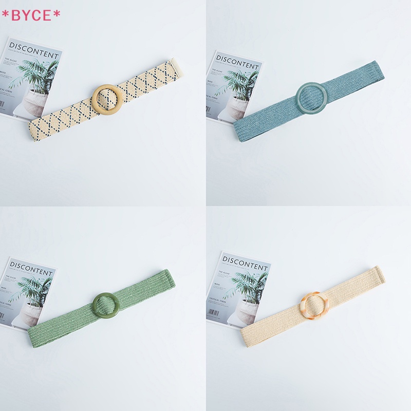 1 Thắt Lưng Bện Rơm Mỏng Mặt Tròn / Vuông Phong Cách Vintage Dành Cho Nữ Mới