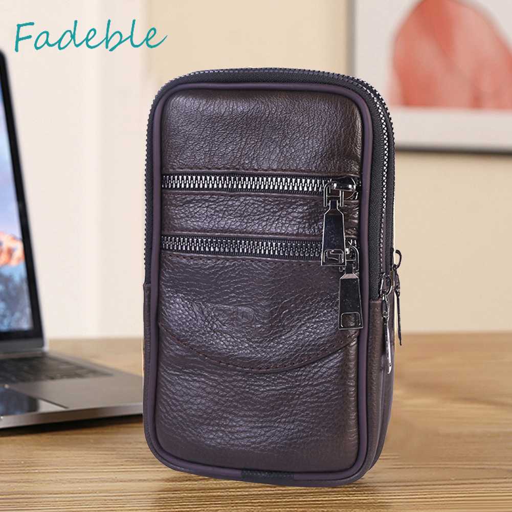 Túi Đeo Hông Mini Bằng Da Bò Màu Trơn Thời Trang Cho Nam