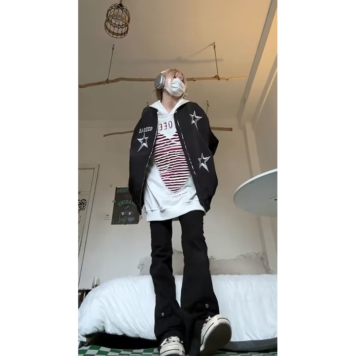 Áo Khoác Bóng Chày Dáng Rộng Thêu Chữ Phong Cách Retro Mỹ Cá Tính Cho Nam Nữ