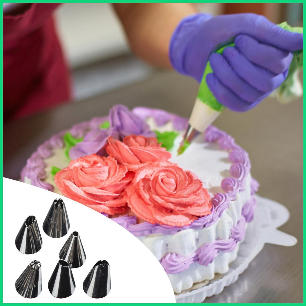 Set 6 Đuôi Bắt Bông Kem Trang Trí Bánh Bằng Thép Không Gỉ