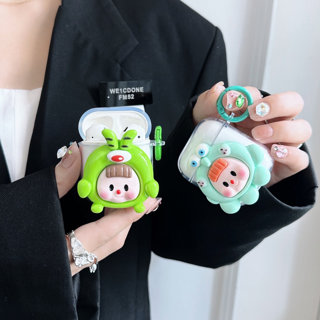 Vỏ Bảo Vệ Hộp Sạc Tai nghe không dây AirPods 1 2 gen3 pro2 2022 Bằng tpu Mềm Trong Suốt Họa Tiết Hoạt Hình 3D Sáng Tạo