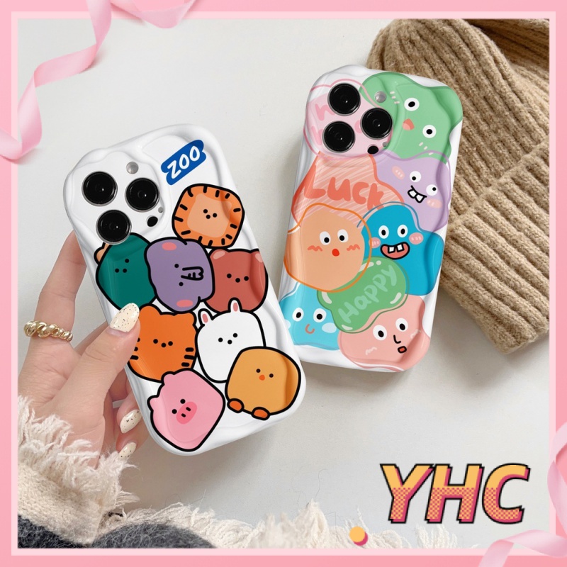 Ốp Lưng iPhone Bánh quy graffiti, động vật và quái vật bong bóng đáng yêu, viền sóng 3D, vỏ điện thoại máy ảnh chống rung Cho Iphone 6 / 6S / 6splus / se / 7 / 7plus / 8 / 8plus / X / xs / xsmax / 11 / 12 / 13 / 14 / Plus / pro / pro max-217