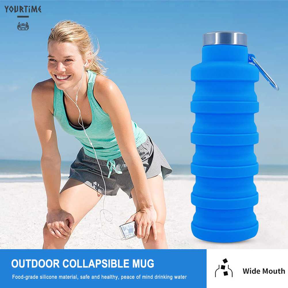 Bình Nước Thể Thao Bằng Silicone 500ml Chống Tràn Cho Trẻ Em