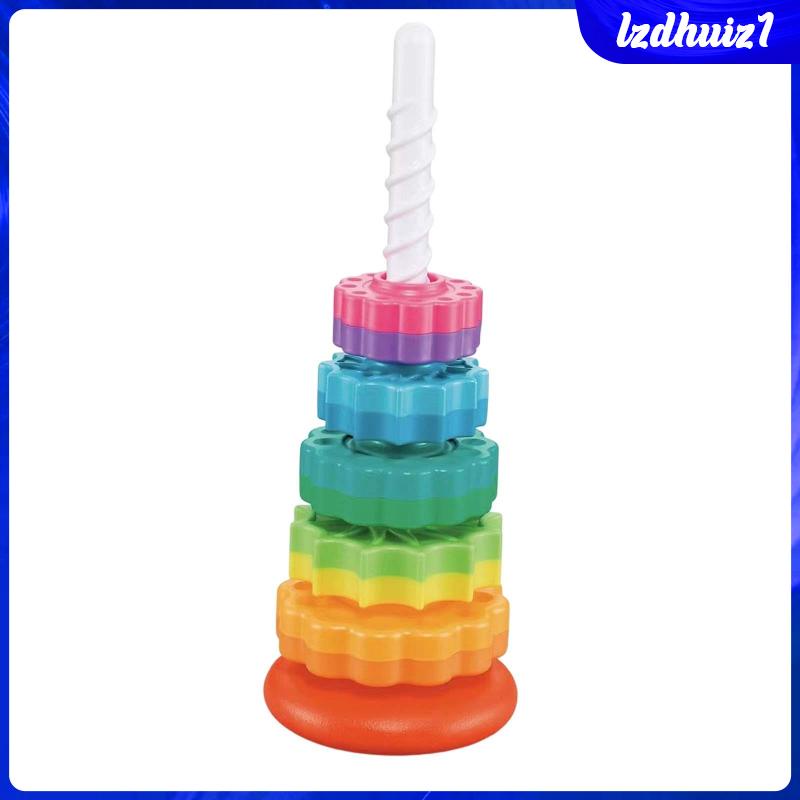 [Lzdhuiz] Đồ Chơi Vòng Xếp Chồng Montessori Màu Cầu Vồng Giáo Dục Sớm Cho Bé