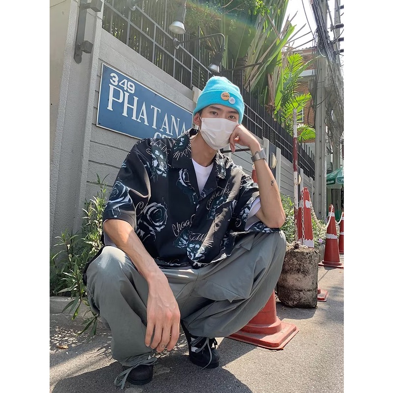 Áo Sơ Mi Lụa Lạnh Tay Ngắn Dáng Rộng Phong Cách Hong Kong Thời Trang Mùa Hè Cho Nam Giới