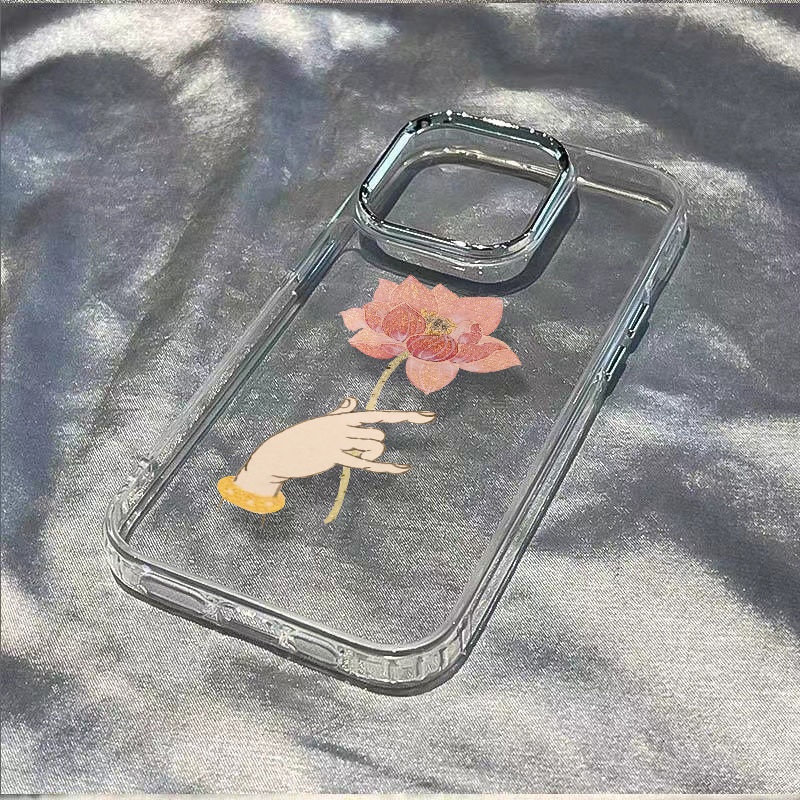 ✅Ốp Điện Thoại Dẻo Họa Tiết Hoa Sen Đơn Giản Chống Sốc Cho iPhone12 / max 11 13In 7 8 14pro IAT8