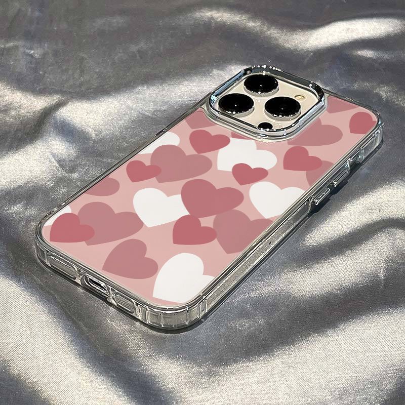 ✅Ốp Điện Thoại Dẻo Họa Tiết Trái Tim Màu Hồng / Trắng Thời Trang Chống Sốc Cho iPhone1278 0GSA 11 13Plus14Promax