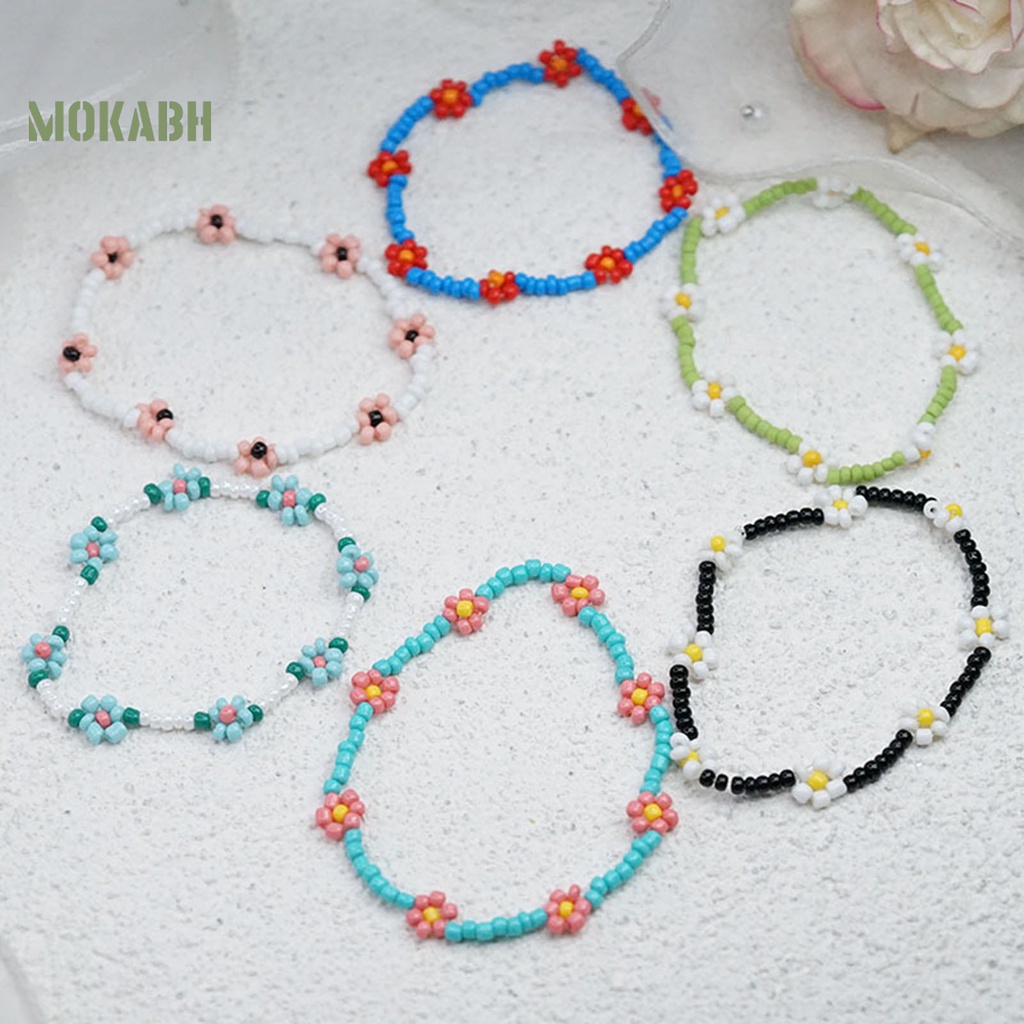 Vòng Đeo Tay Chuỗi Hạt Họa Tiết Hoa Tinh Tế Thời Trang Cho Nữ