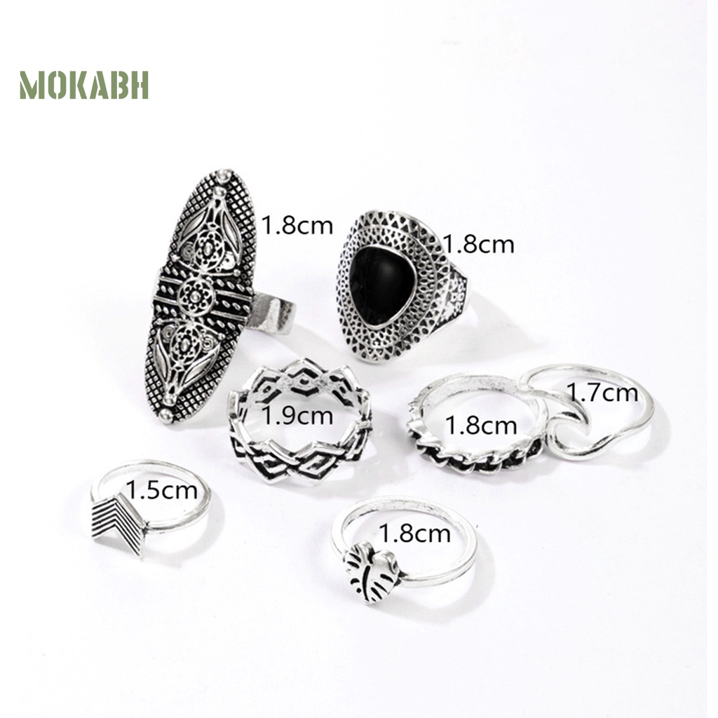 [Mok Abh] Set 7 Nhẫn Đeo Giữa Ngón Tay Phong Cách Bohemian