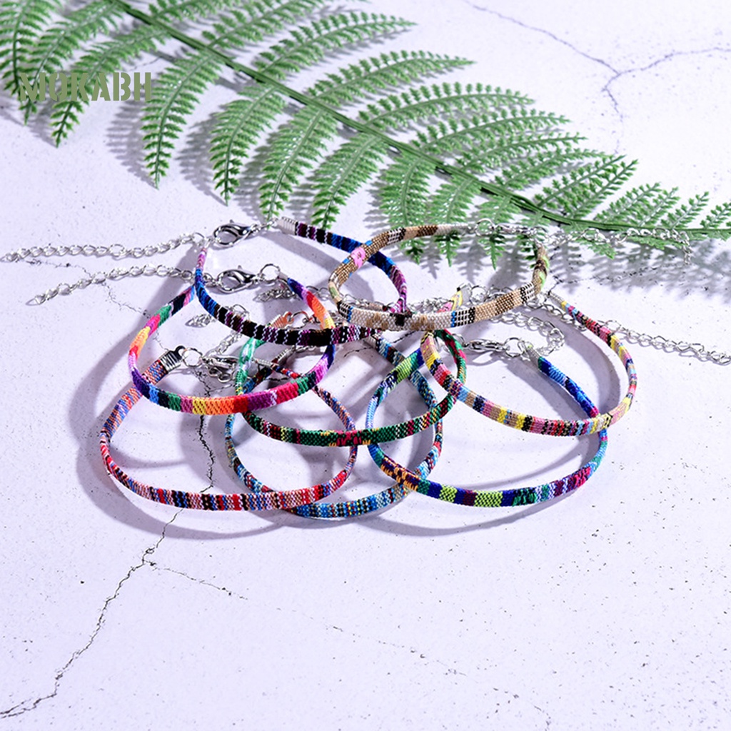1 Cặp Lắc Chân Dây Bện Nhiều Màu Sắc Phong Cách Bohemia Thời Trang Đi Biển Cho Nữ