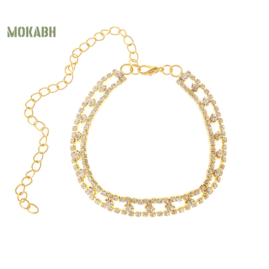 1 Lắc Chân Dạng Chuỗi Đính Đá Lấp Lánh Có Thể Điều Chỉnh Không Gây Dị Ứng Thời Trang Đi Biển Mùa Hè