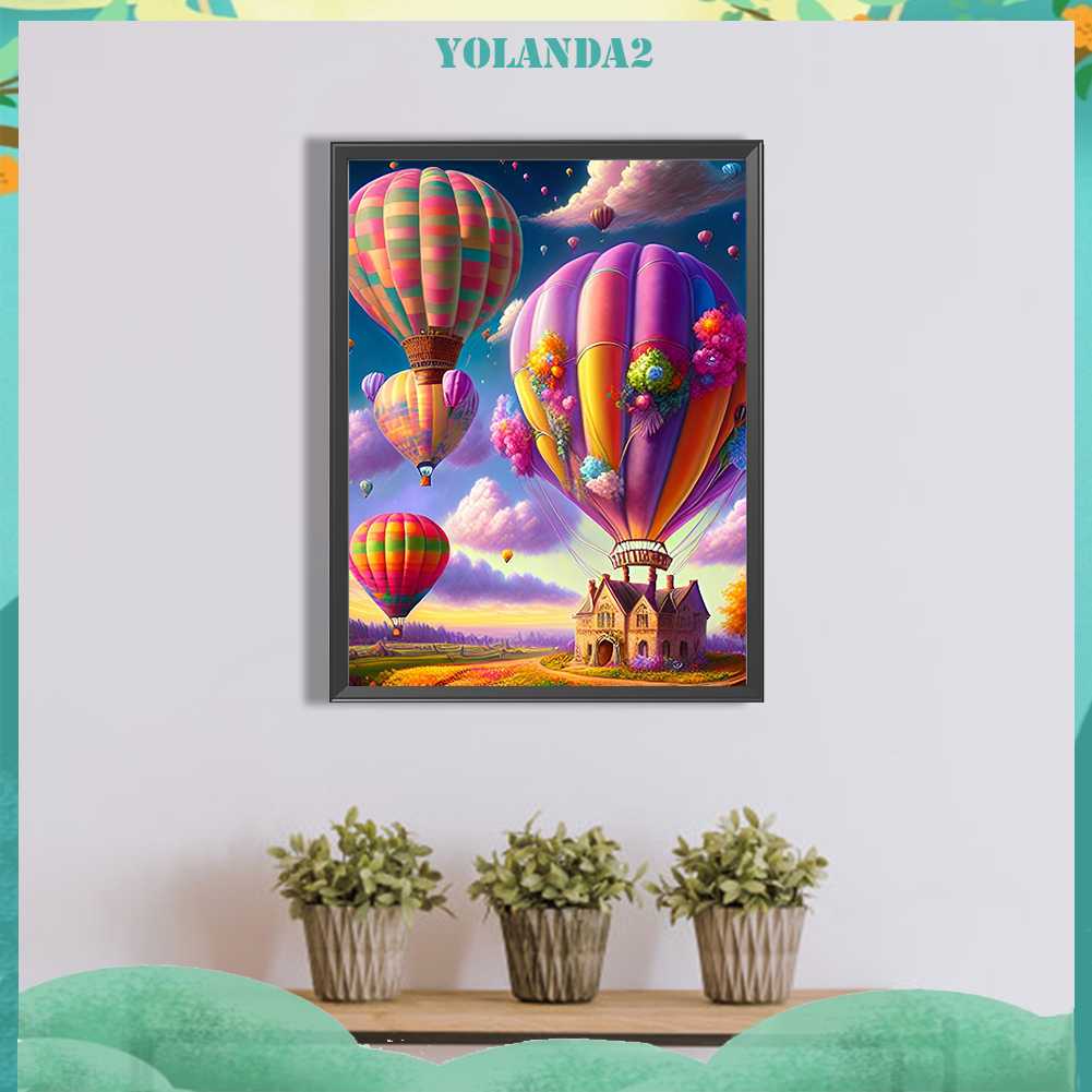 Tranh Đính Đá Kim Cương Toàn Bộ 5D DIY Hình Vẽ Bóng Bay Dùng Trang Trí Nhà