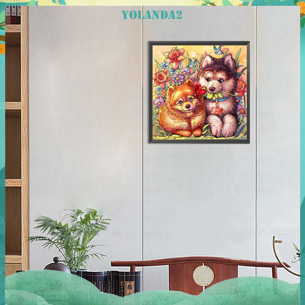 Tranh Đính Đá Kim Cương Toàn Bộ 5D DIY Hình Vẽ Chó Mèo Trang Trí Nhà Cửa