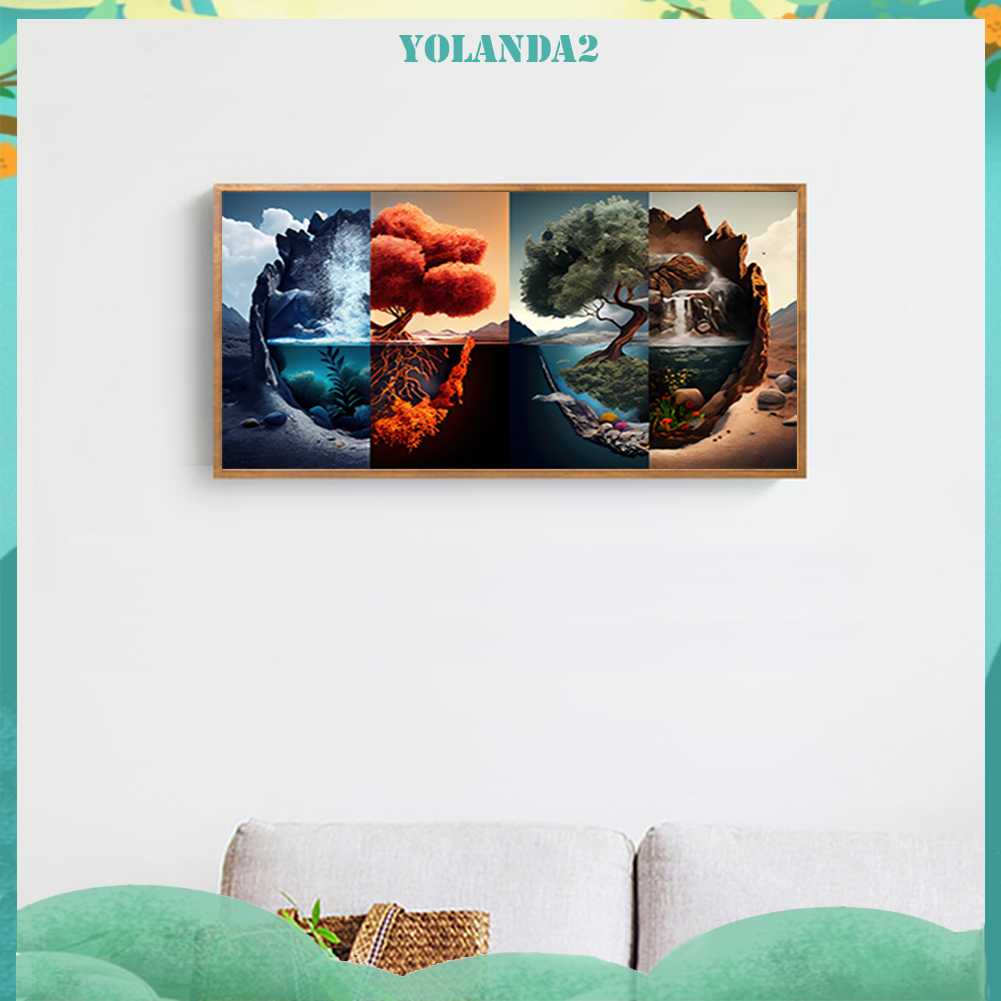 Tranh Đính Đá Kim Cương Toàn Bộ 5D DIY Hình Vẽ Bốn Mùa Trang Trí Nhà Cửa