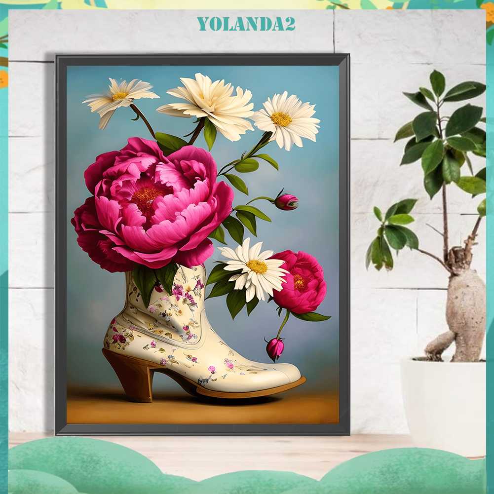 Tranh Đính Đá Kim Cương Toàn Bộ 5D DIY Hình Vẽ Hoa Trang Trí Nhà Cửa