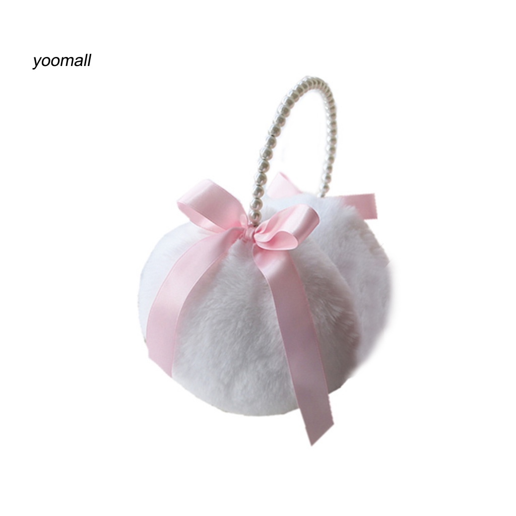 Chụp Tai Vải Lông Đính Nơ Và Ngọc Trai Nhân Tạo Xinh Xắn