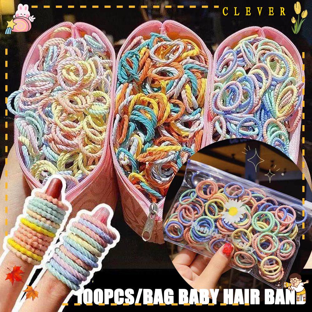 Túi 100 Dây Buộc Tóc Nhiều Màu Sắc Dễ Thương Cho Bé Gái
