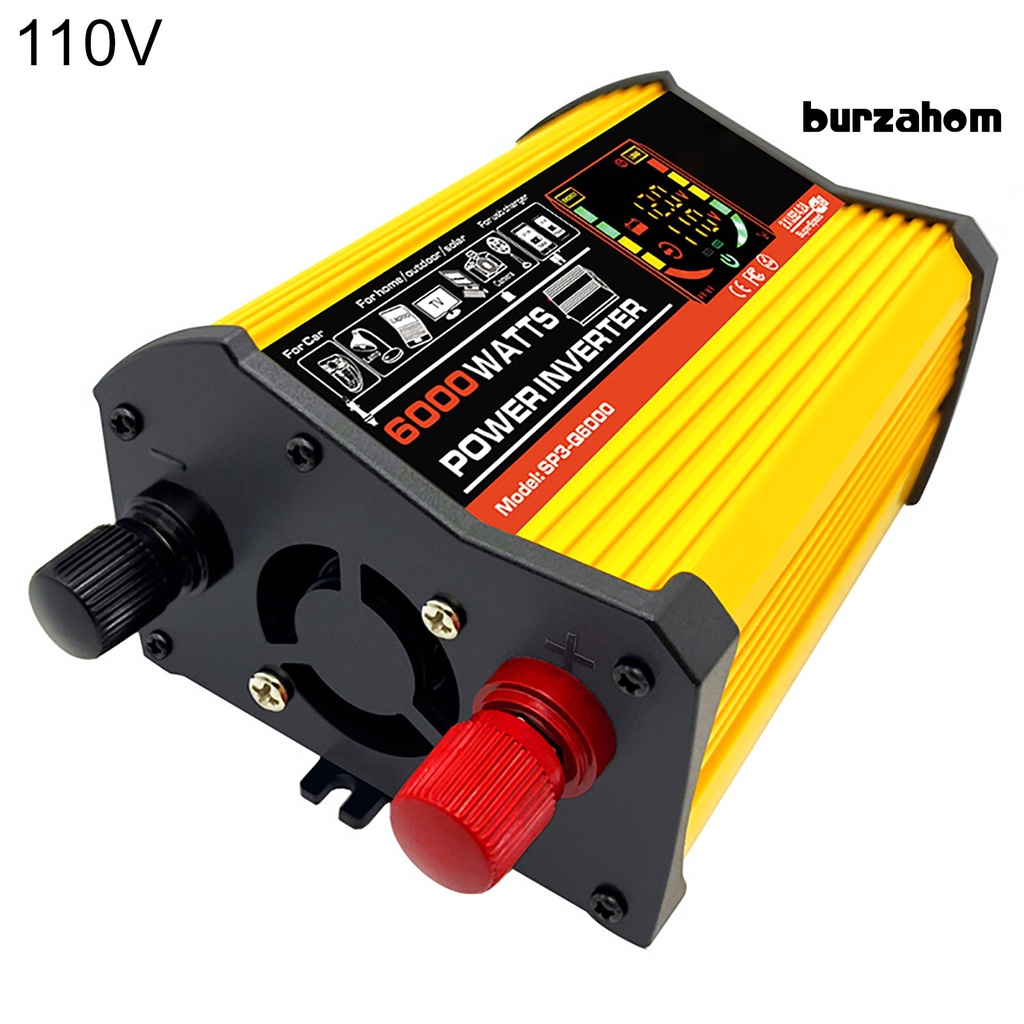 Thiết Bị Chuyển Đổi Nguồn Điện 6000W DC12V Sang AC220V / 110V Với Màn Hình LCD Thông Minh Cho Xe Hơi