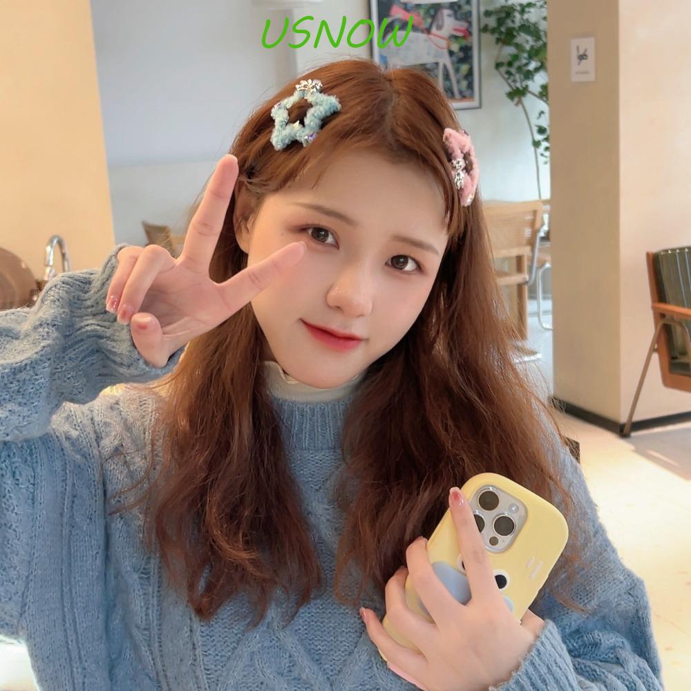 Kẹp Tóc Hình Ngôi Sao / Gấu Phủ Lông Xù Đáng Yêu Ngọt Ngào Cho Nữ