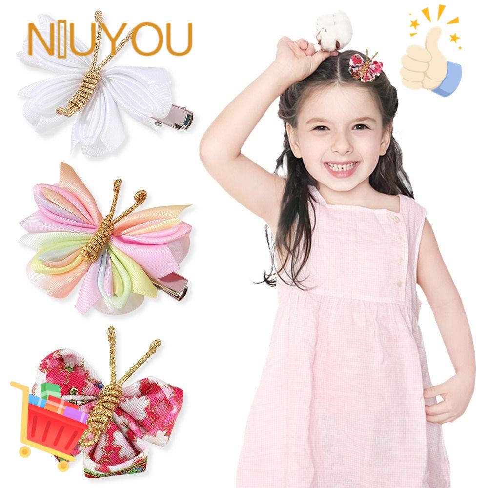 Kẹp Tóc Hình Nơ Bằng Vải Màu Trơn Handmade Dành Cho Bé Gái