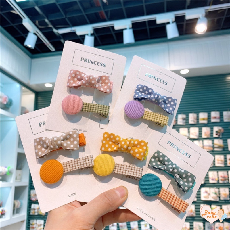 Kẹp Tóc Nơ Họa Tiết Chấm Bi Dễ Thương Phong Cách Hàn Quốc Cho Bé Gái