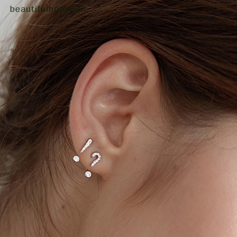 Bông Tai Hình Dấu Chấm Hỏi Màu Bạc Thời Trang Hàn Quốc Dành Cho Bạn Nữ