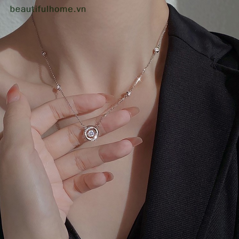 Vòng cổ Bạc Mặt Pha Lê Rỗng Thời Trang Hàn Quốc Cho Nữ