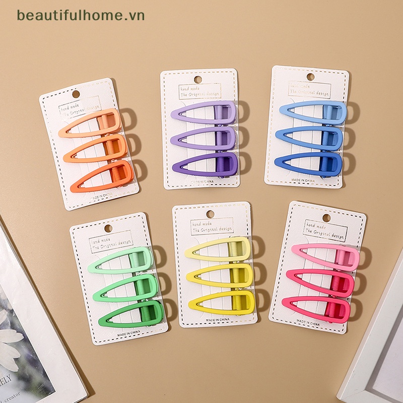 Set 3 Kẹp Tóc Hình Giọt Nước Màu Sắc Kẹo Ngọt Phong Cách Công Chúa Cho Nữ