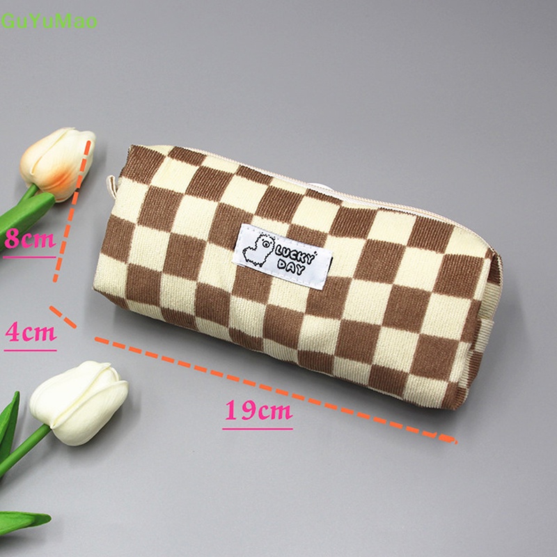 [cxGUYU] Túi Đựng Mỹ Phẩm / Cọ Trang Điểm / Đồ Trang Điểm Hàn Quốc Kẻ Sọc Caro Bằng Vải Nhung Kẻ Sọc Cho Nữ PRTA