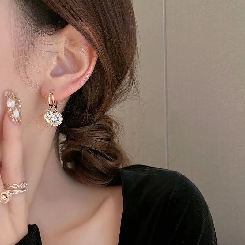 Khuyên Tai Hình Tròn Đôi Bằng Bạc sterling 925 Độc Đáo Thời Trang Mới 2023