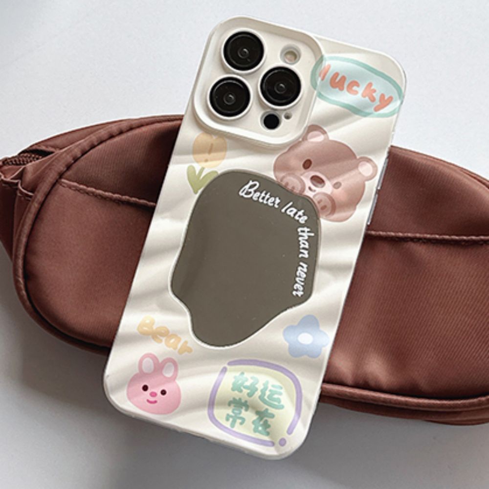 Ốp Điện Thoại TPU Mềm Chống Sốc Gắn Kèm Gương Hình Gấu / Thỏ 3D Dành Cho IPhone 11 14 13 12 Pro Max