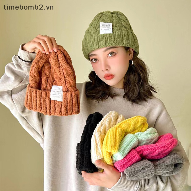 {Timebomb} Mũ Beanie Dệt Kim Giữ Ấm Mùa Đông Cho Cặp Đôi