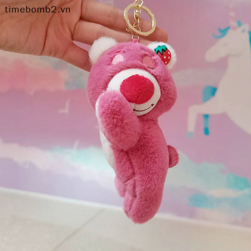 {Timebomb} Móc Khóa Hình Gấu Bông Đang Ngủ Dâu Tây Hoạt Hình Đáng Yêu Có Móc Khóa Đồ Chơi Xe Hơi Ba Lô Hành Lý