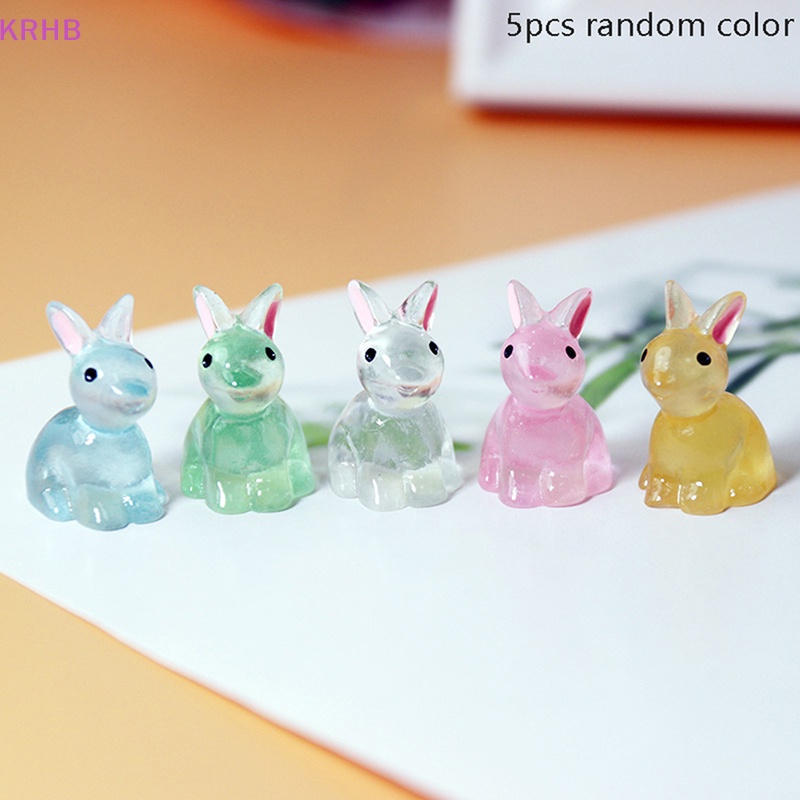 Set 5 Chú Thỏ Mini Bằng Nhựa Phát Quang Trang Trí Vườn Nhà Độc Đáo Mới