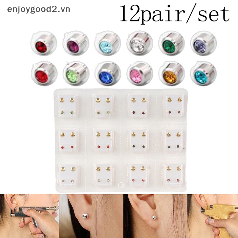 Set 12 Đôi Khuyên Tai Bằng Thép Cao Cấp
