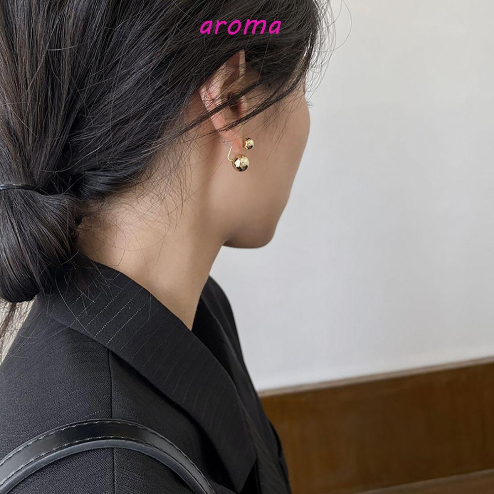 Khuyên Tai Bóng Tròn Hai Lớp Treo Lưng Thanh Lịch Cho Nữ