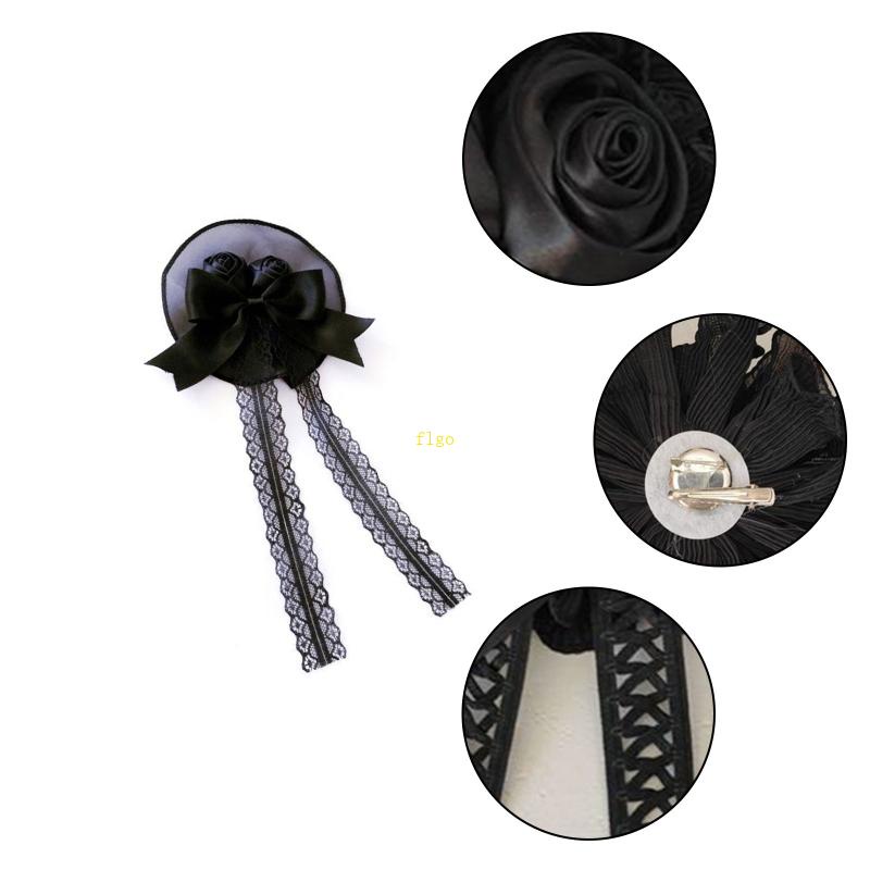 Cài Tóc Đính Hoa Màu Đen Phong Cách Lolita Tinh Tế Cho Nữ