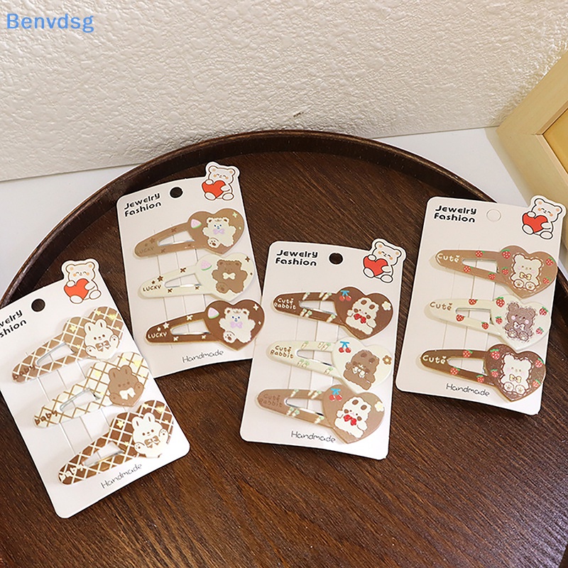 Bộ 3 Kẹp Tóc Hình Gấu Hoạt Hình Dễ Thương Cho Bé Gái