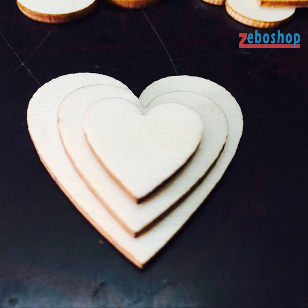 Bộ 100 Miếng Gỗ Hình Trái Tim 20 / 30 / 40mm Trang Trí Tiệc Cưới