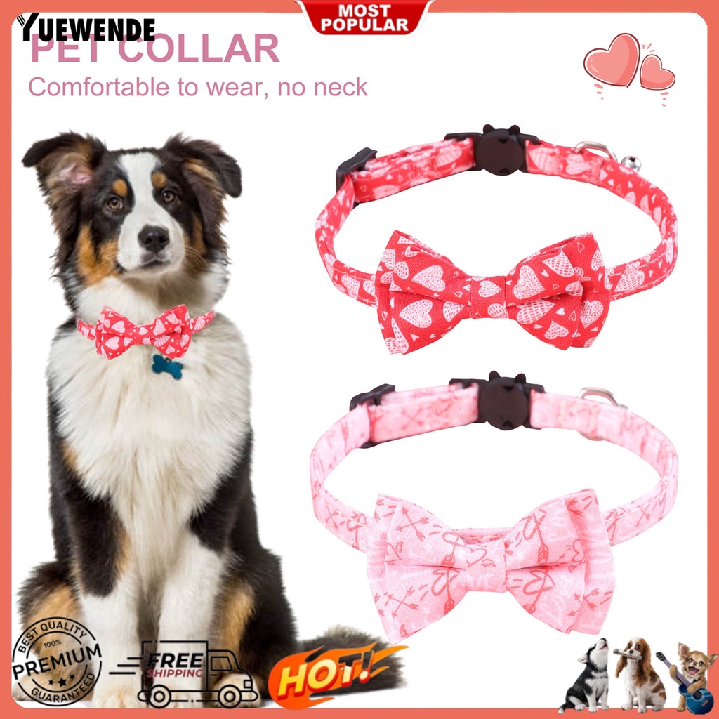 Yq.e Vòng Cổ Thắt Nơ In Họa Tiết Trái Tim Có Thể Điều Chỉnh Trang Trí Ngày Valentines Dành Cho Thú Cưng